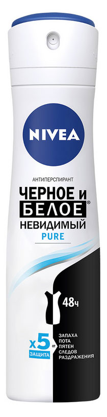 Дезодорант-антиперспирант спрей NIVEA Черное и Белое Невидимый Pure, 150 мл