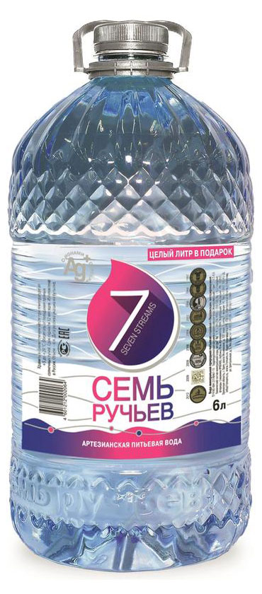 Вода минеральная «Семь ручьев» негазированная столовая, 6 л