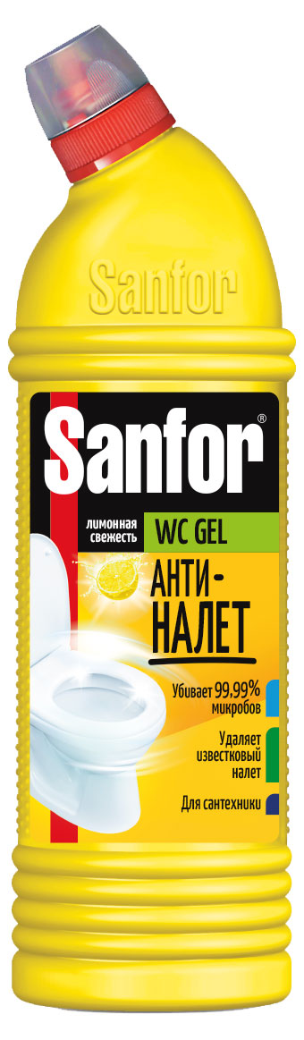 Гель для чистки и дезинфекции унитаза Sanfor WС gel лимон, 1 л