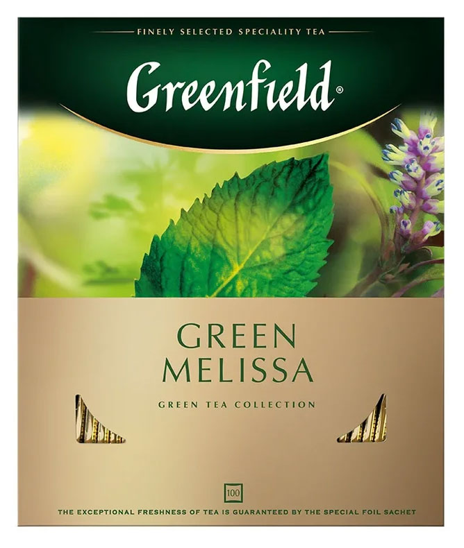 Чай зеленый Greenfield Green Melissa в пакетиках, 100 шт