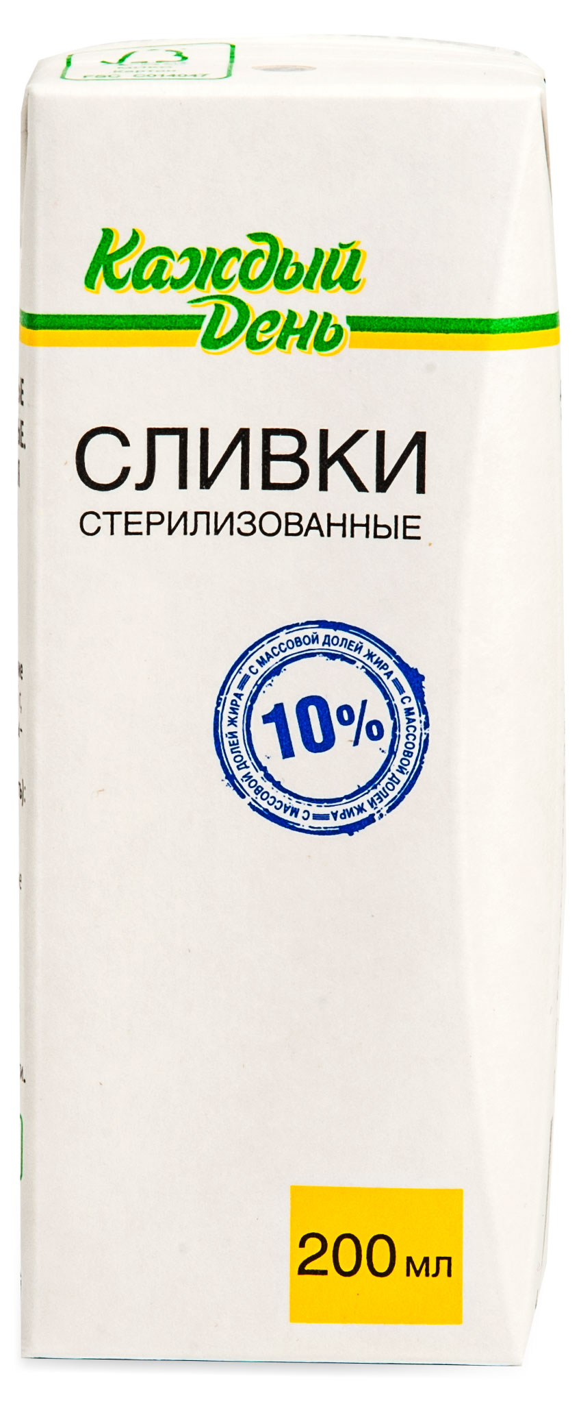 Сливки «Каждый День» стерилизованный 10%, 200 мл