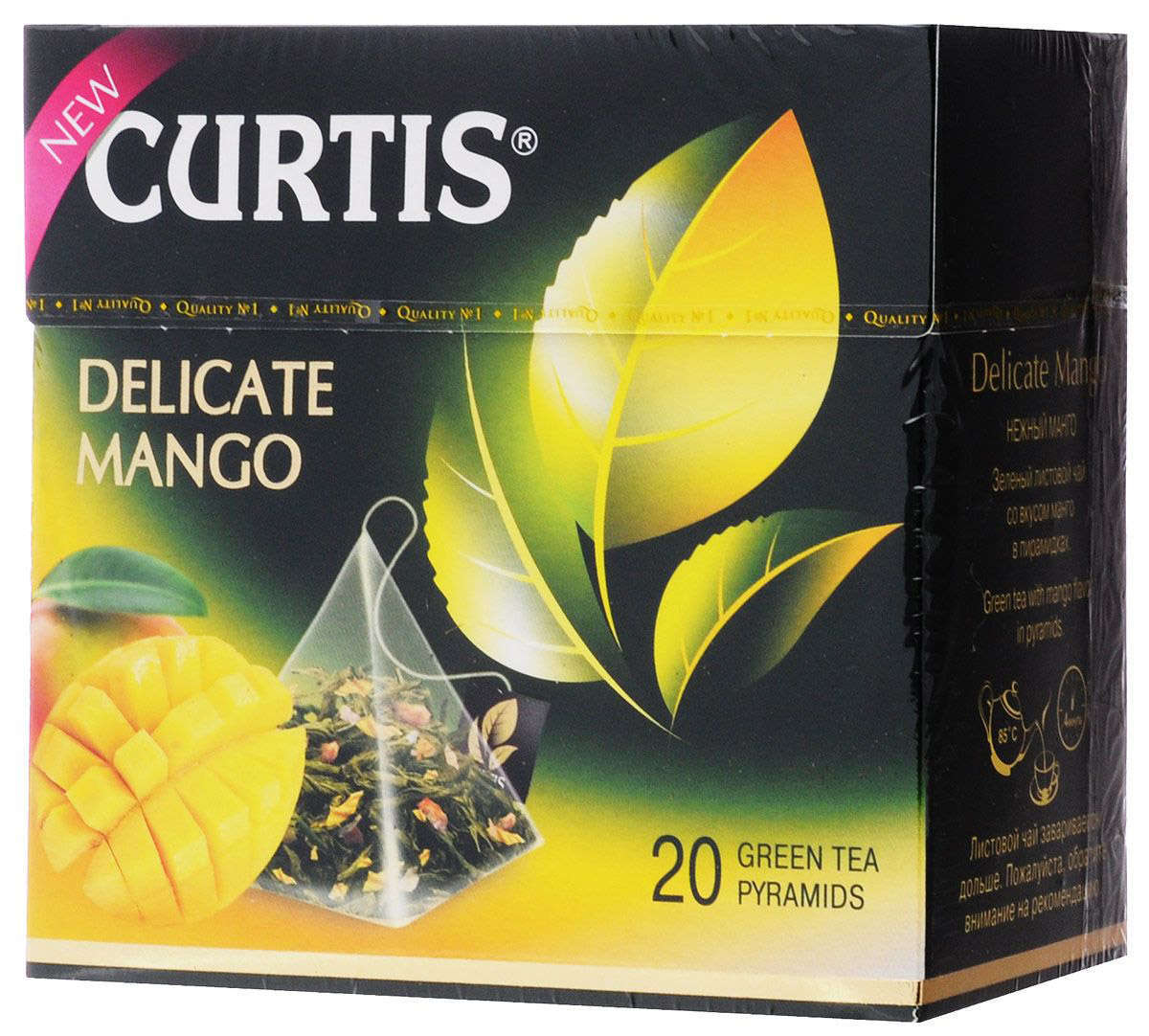 Чай зеленый Curtis Delicate Mango в пирамидках, 20х1.8 г