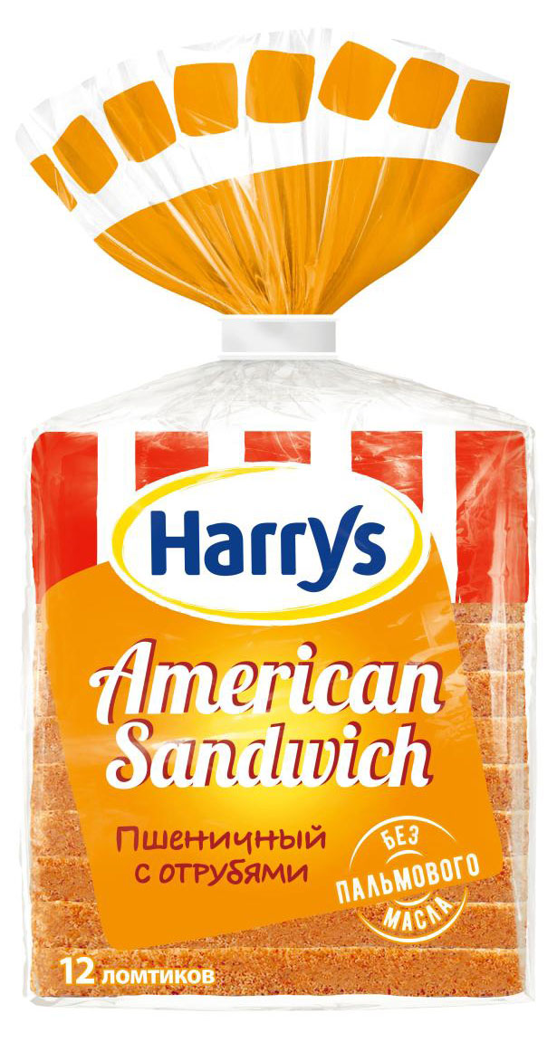 Хлеб пшеничный Harry's American Sandwich для сандвичей и тостов с отрубями нарезка, 515 г