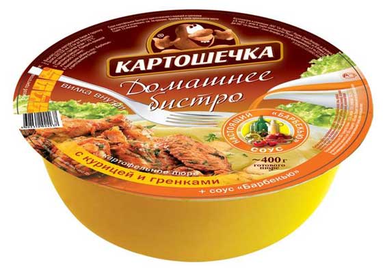 Пюре картофельное «Картошечка» Большой Обед с курицей и гренками в термотарелке, 72 г