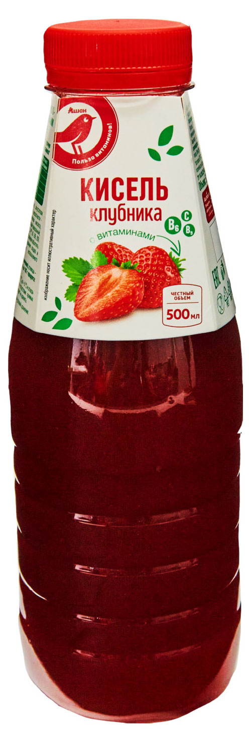 Кисель АШАН Красная птица с витаминами клубничный охлажденный, 500 мл