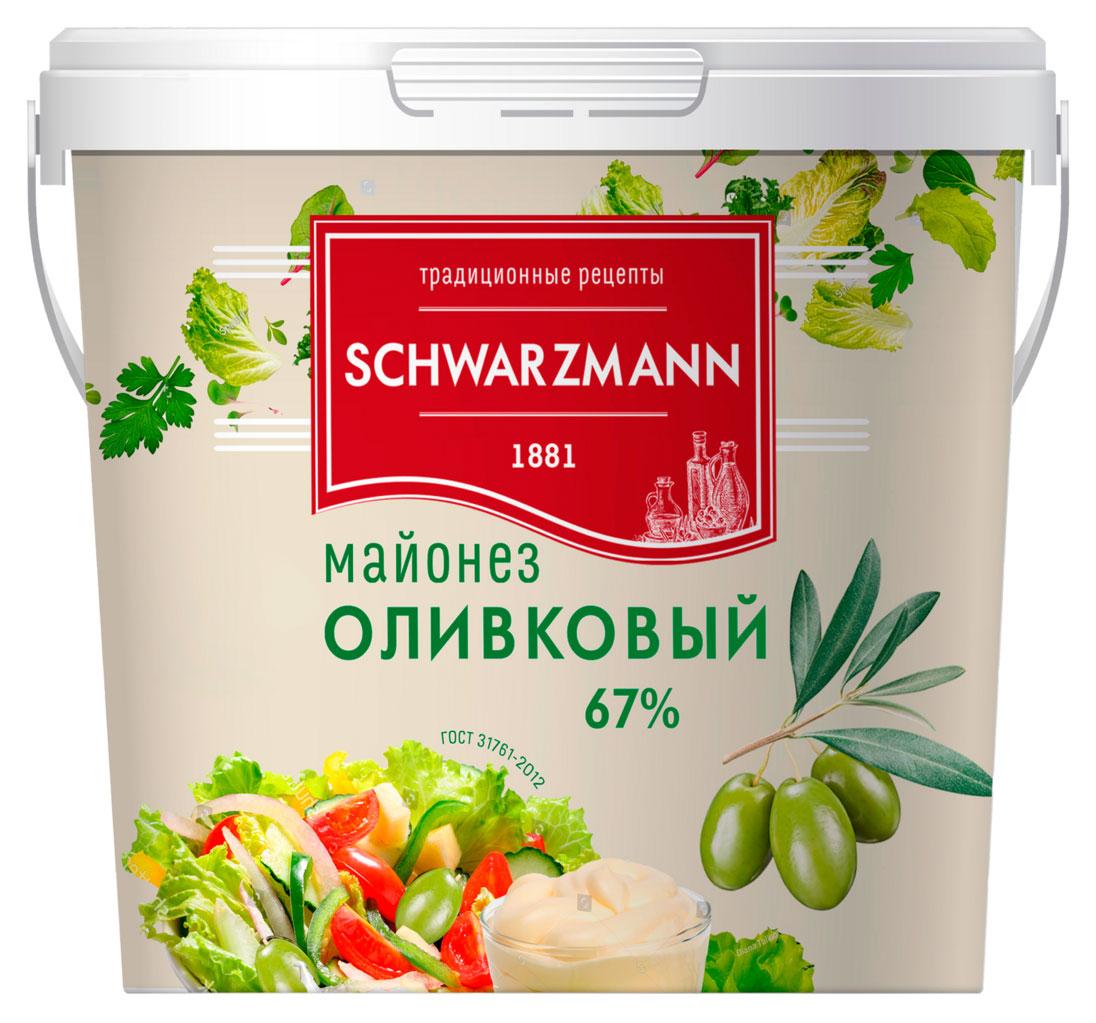 Майонез SCHWARZMANN Оливковый 67%, 900 мл