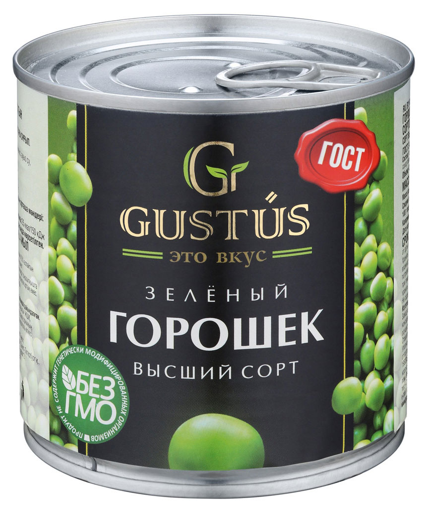 Горошек Gustus зеленый высший сорт, 400 г