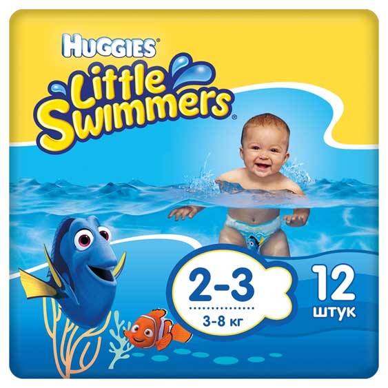 Подгузники Huggies для плавания 2-3 (3-8 кг), 12 шт