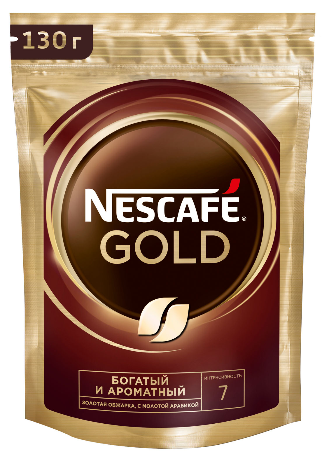 Кофе растворимый Nescafe GOLD с добавлением молотого, 130 г