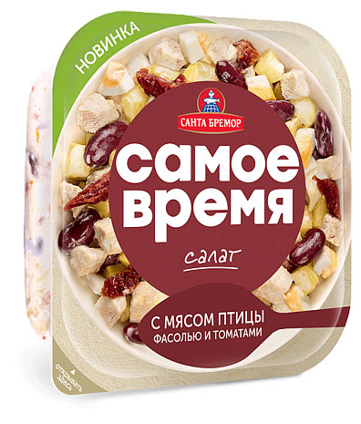 Салат «Санта Бремор» Самое время с мясом птицы фасолью и томатами, 150 г