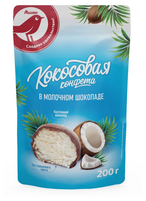 Кокосовая конфета АШАН Красная Птица в молочном шоколаде, 200 г