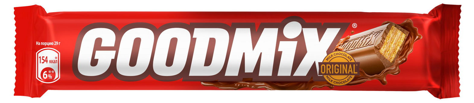 Батончик Goodmix Original с молочным шоколадом и хрустящей вафлей, 29 г