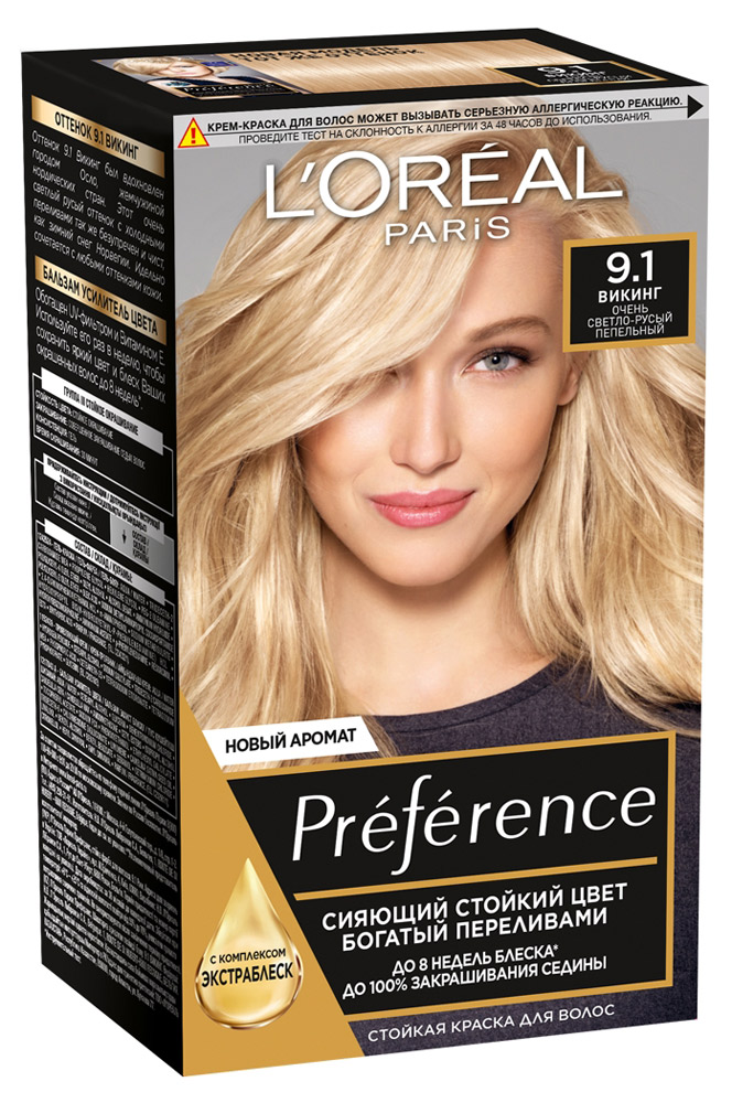 Краска для волос L'Oreal Paris Preference викинг тон 9.1, 174 мл