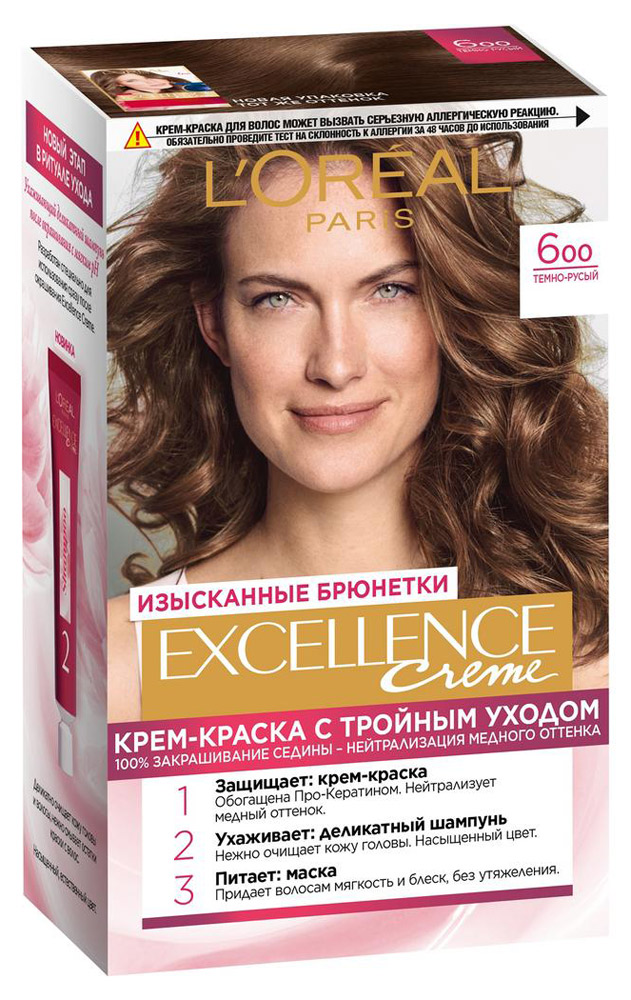 Крем-краска для волос L'Oreal Paris Excellence темно-русый тон 6.00, 192 мл