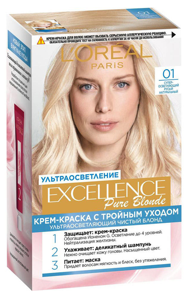 Крем-краска для волос L'Oreal Paris Excellence суперосветляющий русый натуральный тон 01, 192 мл