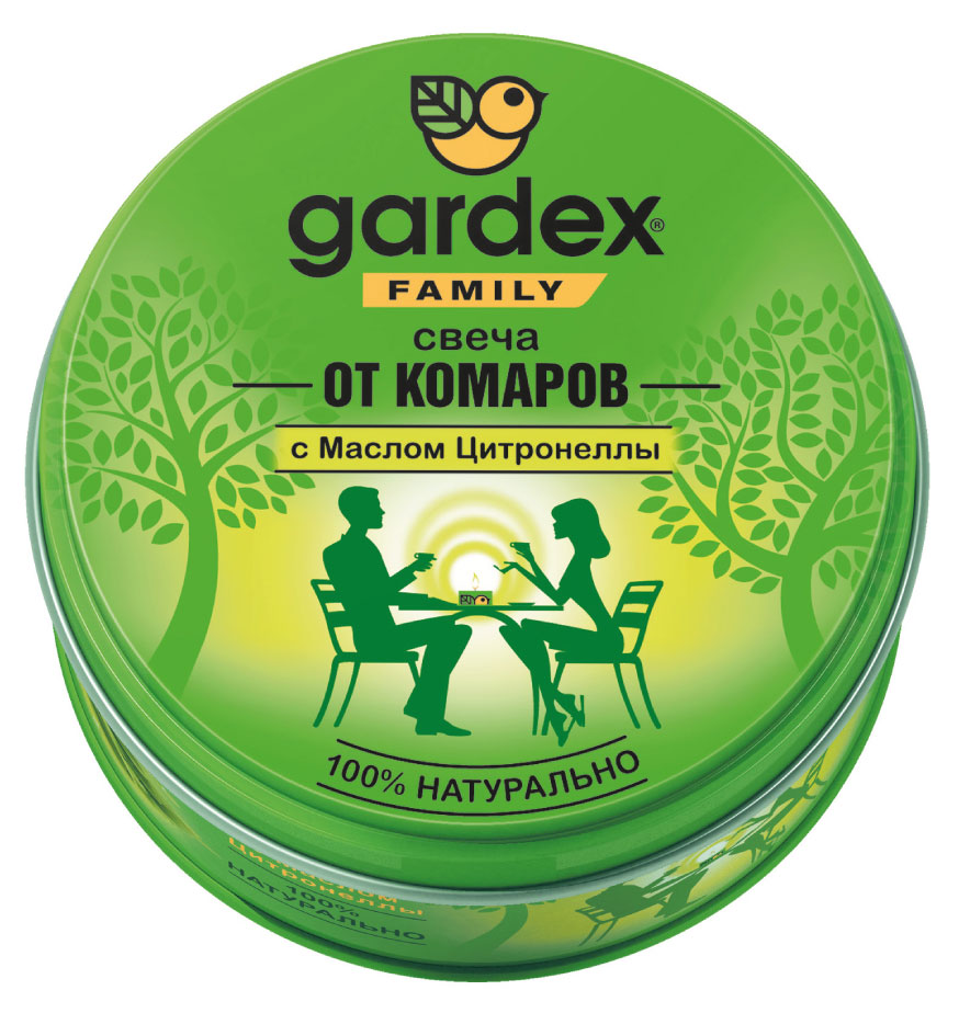 Свеча репеллентная от комаров Gardex Family белая до 30 часов, 110 г