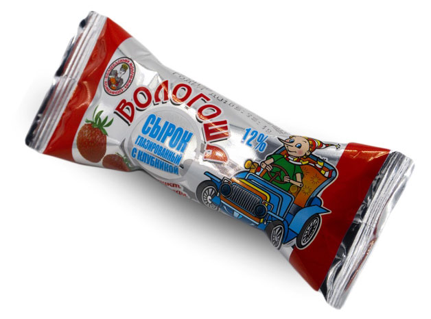 Сырок творожный «Вологоша» глазированный с клубникой 12% БЗМЖ, 30 г