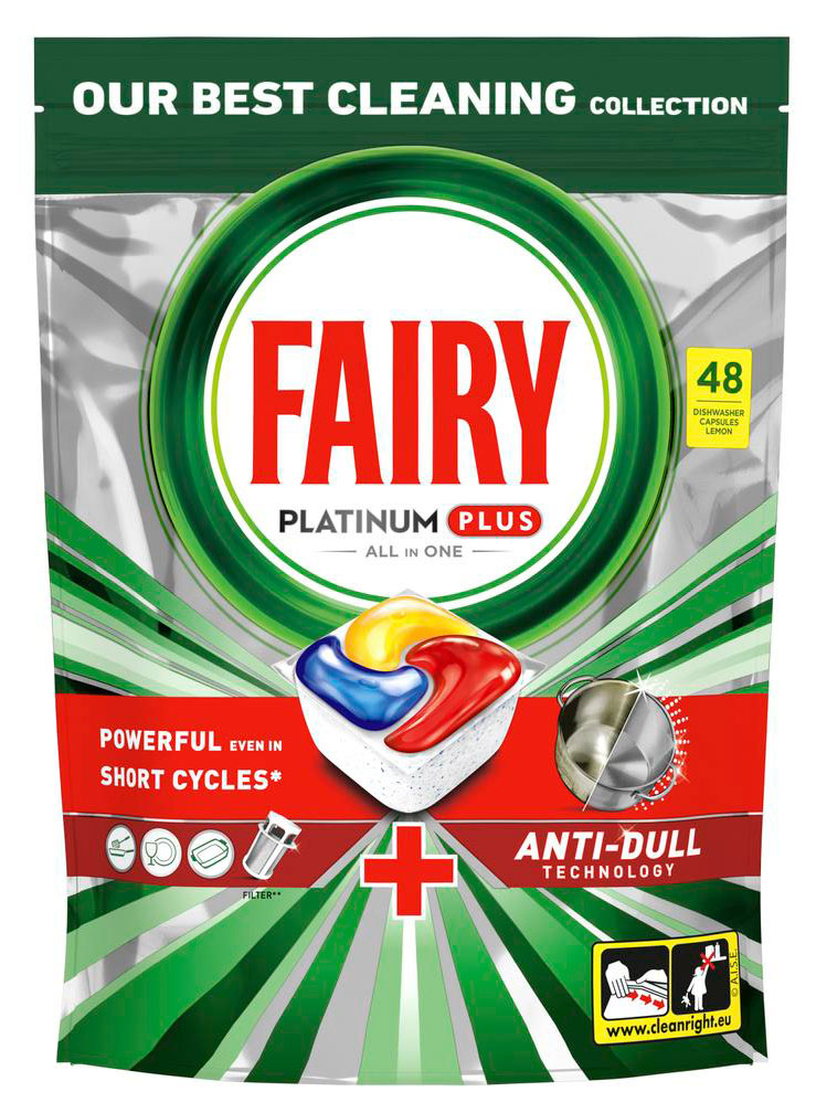 Таблетки для посудомоечной машины Fairy Platinum Plus с ароматом лимона, 48 шт