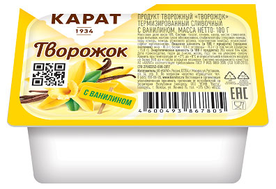 Творожок «Карат» с ванилином 10%, 100 г