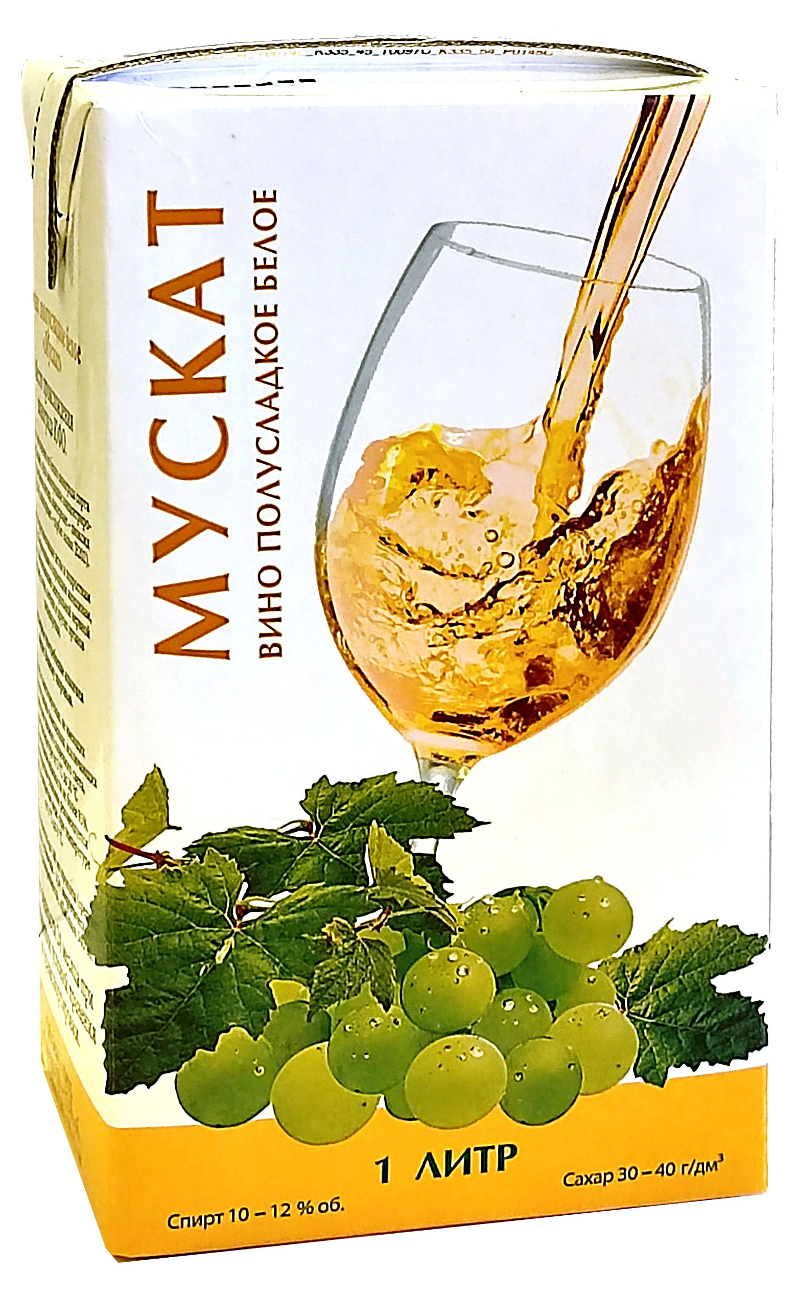 Вино «Юровский» Мускат белое полусладкое Россия, 1 л