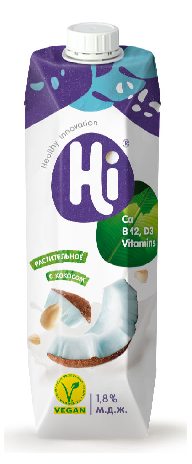 Напиток растительный Hi Vegan соевый с кокосом 1,8%, 1 л