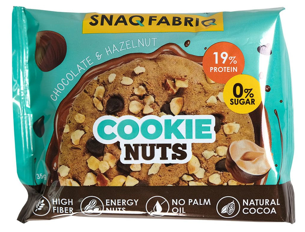 Печенье протеиновое Snaq Fabriq Cookie Nuts шоколадное с фундуком, 34 г