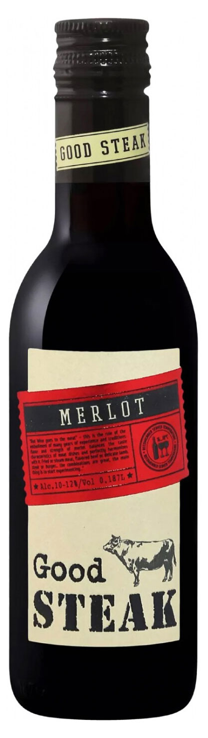 Вино Good Steak Merlot красное сухое Россия, 0,187 л