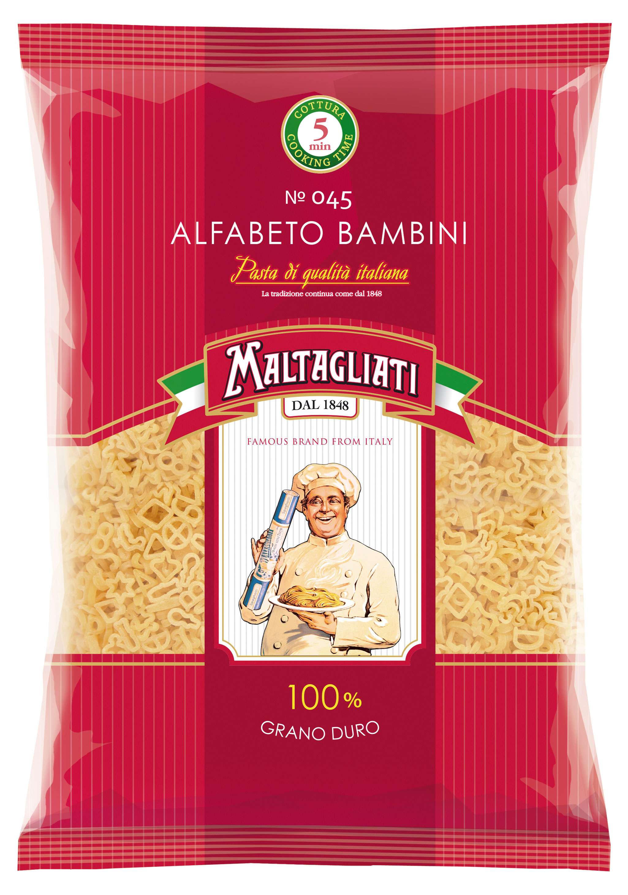 Макаронные изделия Maltagliati Алфавит № 045, 450 г