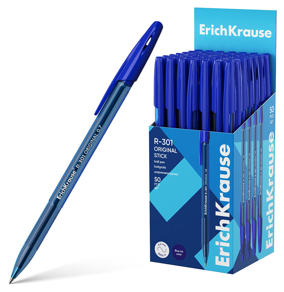Ручка шариковая ErichKrause R-301 Stick Original 1,0 синяя, 1 шт