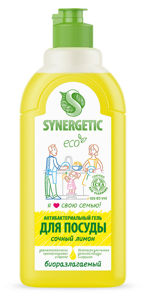 Гель для мытья посуды Synergetic Лимон, 500 мл