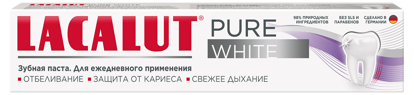 Зубная паста Lacalut Pure White с экстрактом папайи, 75 мл