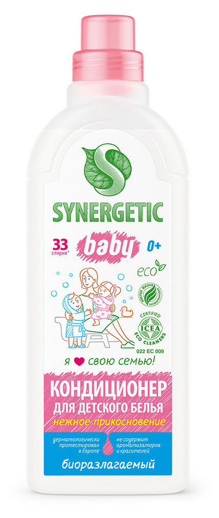 Кондиционер Synergetic нежное прикосновение для детского белья, 1 л