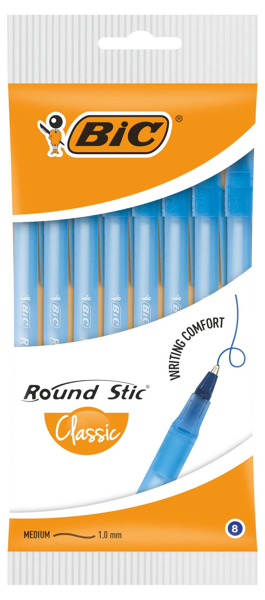 Ручка шариковая BIC Round Stic Classic синяя, 8 шт