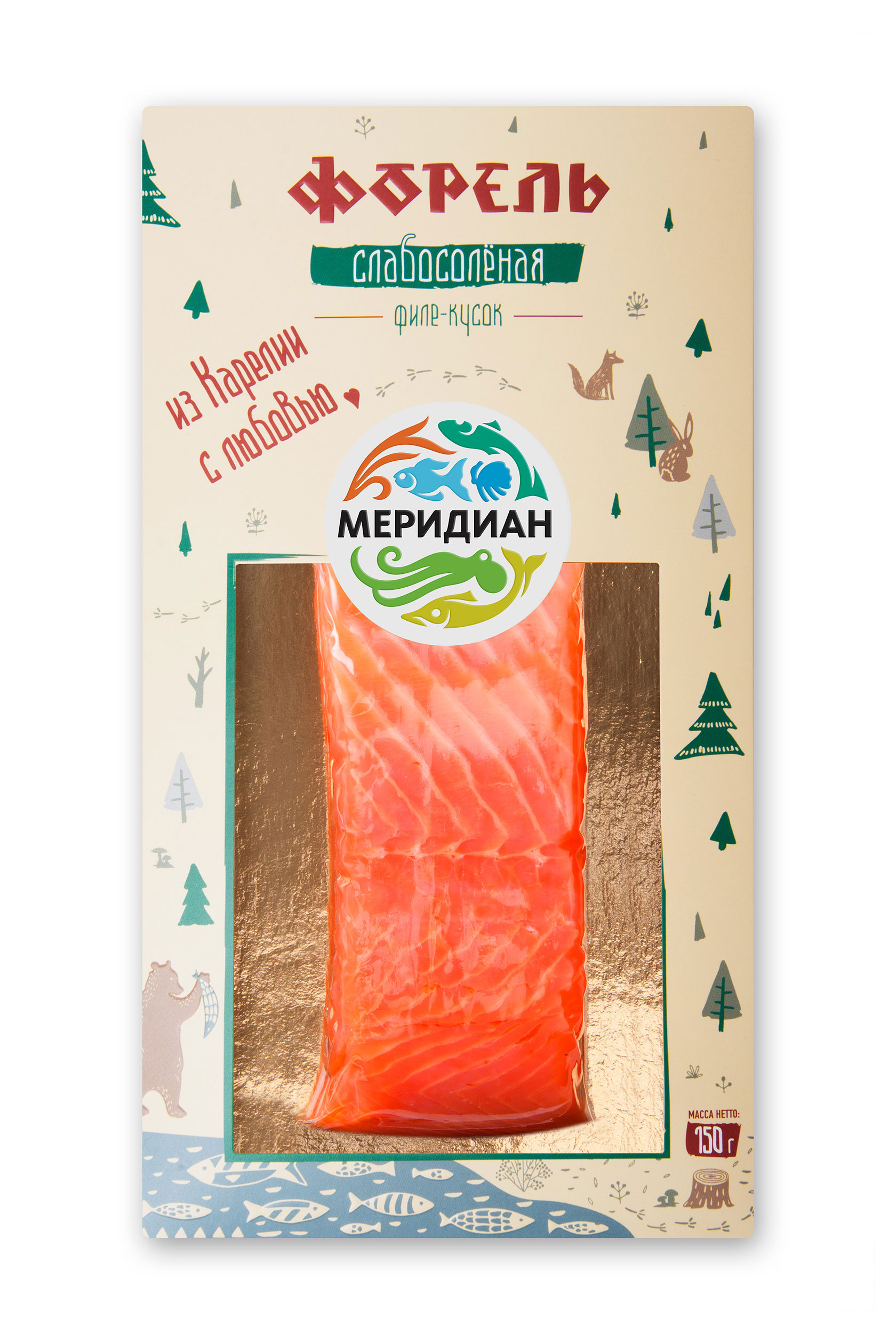 Форель «Меридиан» слабосоленая филе-кусок, 150 г