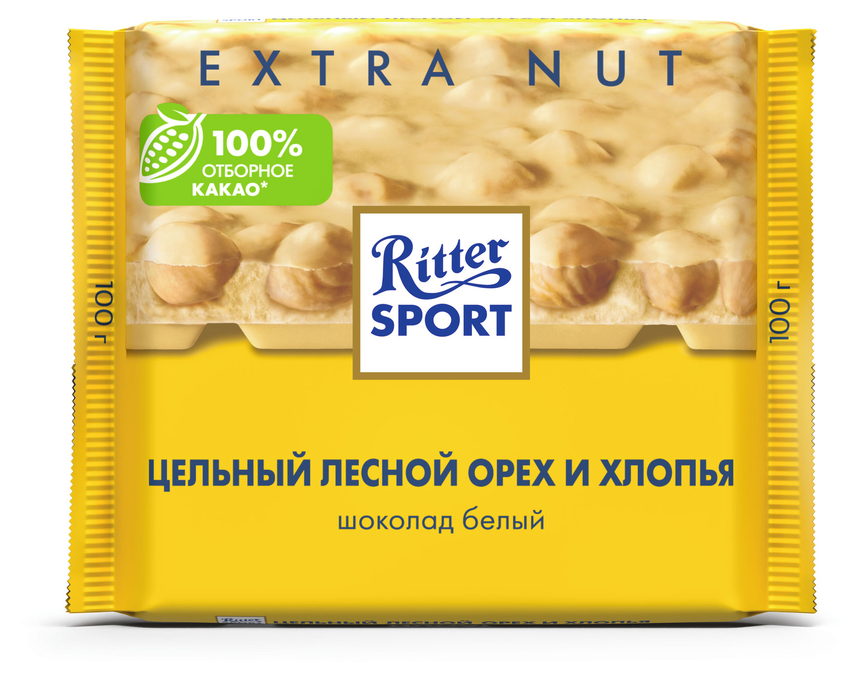 Шоколад Ritter Sport белый с цельным лесным орехом и хлопьями, 100 г