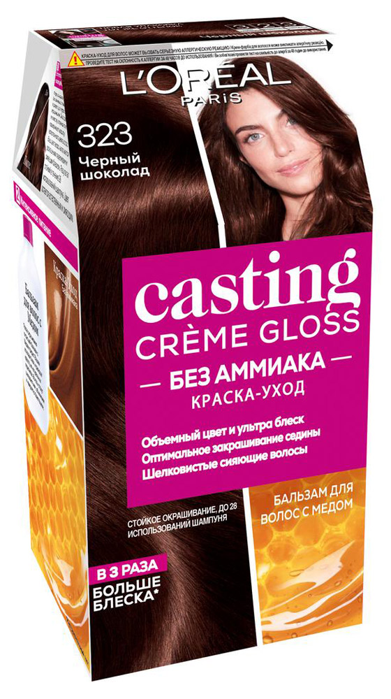 Краска для волос L'Oreal Paris Casting Creme Gloss черный шоколад тон 323, 180 мл