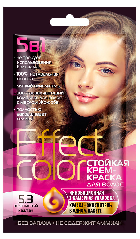 Крем-краска для волос Effect Color Золотистый Каштан тон 5.3, 50 мл