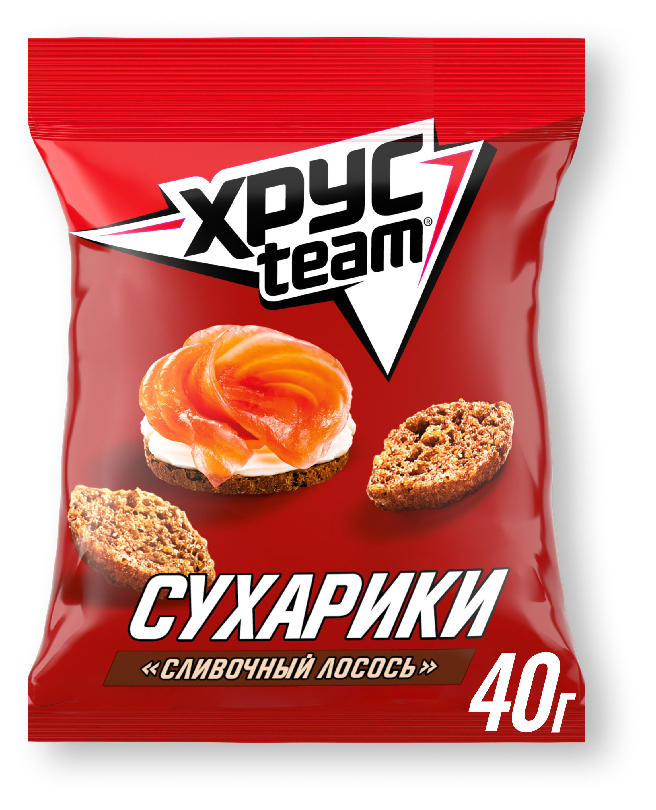 Сухарики ржаные Хрусteam со вкусом сливочного лосося, 40 г