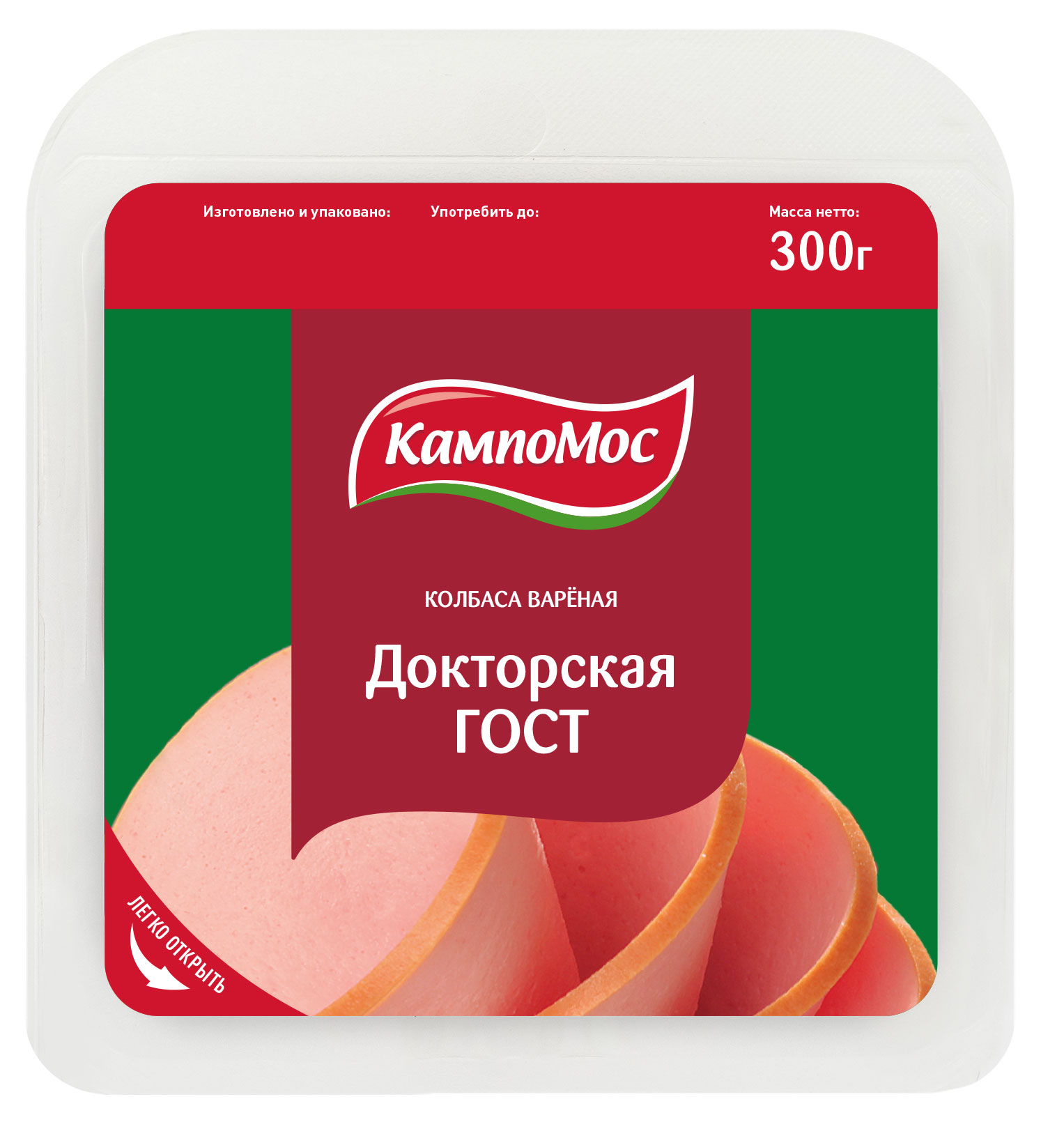 Колбаса «КампоМос» Докторская ГОСТ нарезка, 300 г