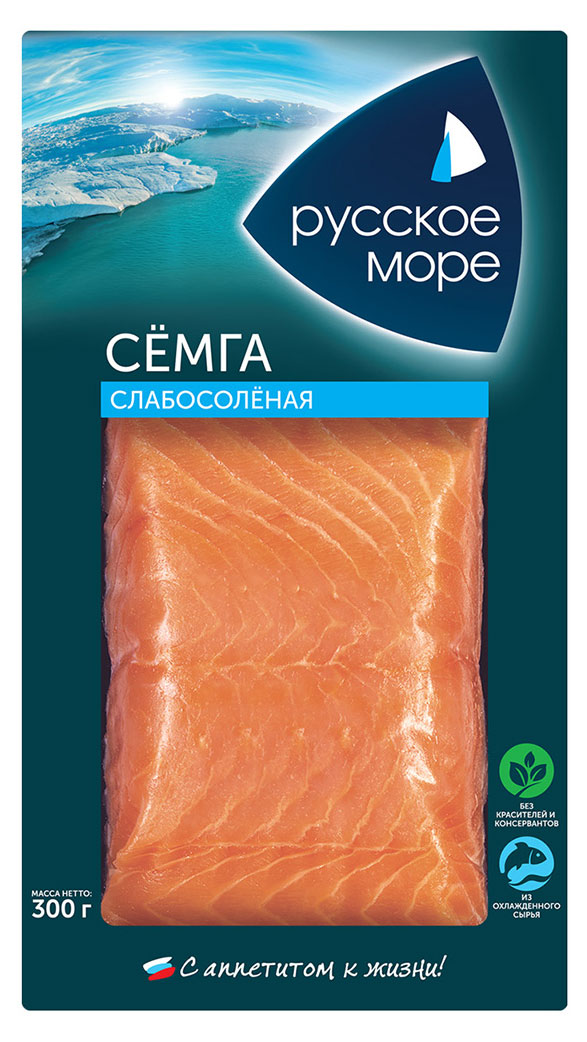 Семга «Русское море» слабосоленая филе-кусок, 300 г