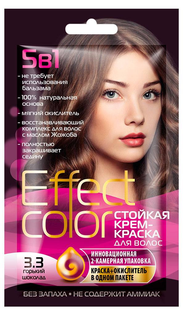 Крем-краска для волос Effect Color Горький шоколад тон 3.3, 50 мл