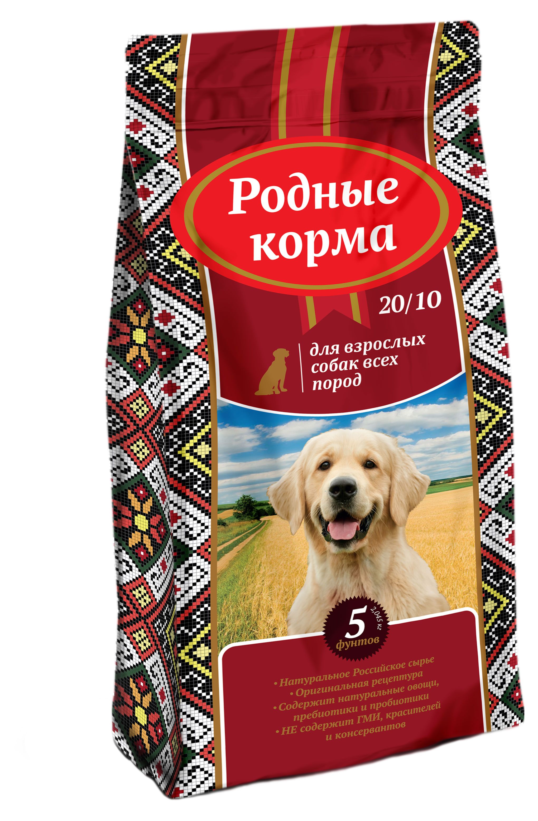 Сухой корм для взрослых собак всех пород «Родные корма» курица, 2,43 кг