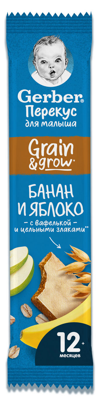 Батончик фруктово-злаковый Gerber с яблоком и бананом с 12 мес., 25 г