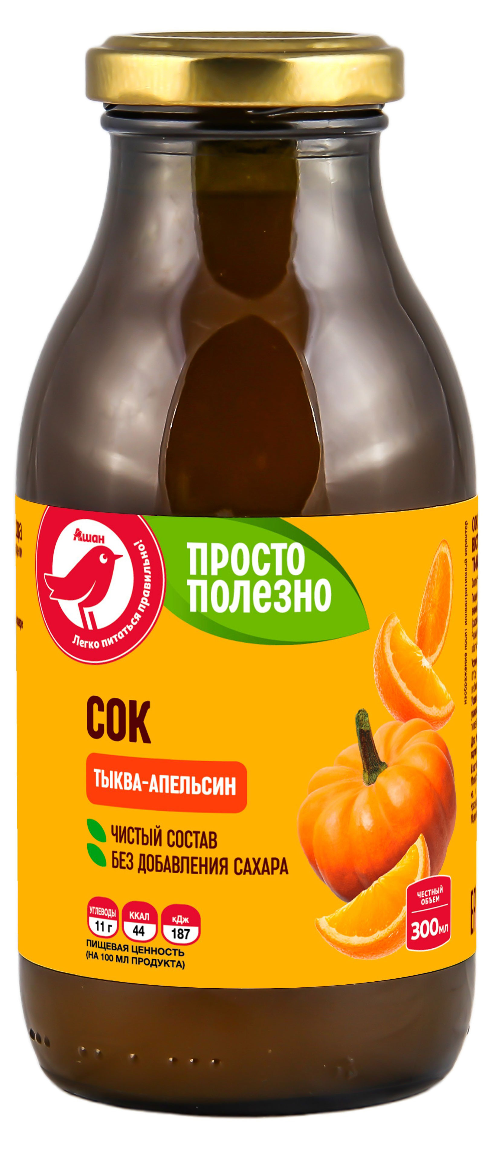 Сок АШАН Красная птица Тыква-Апельсин, 300 мл