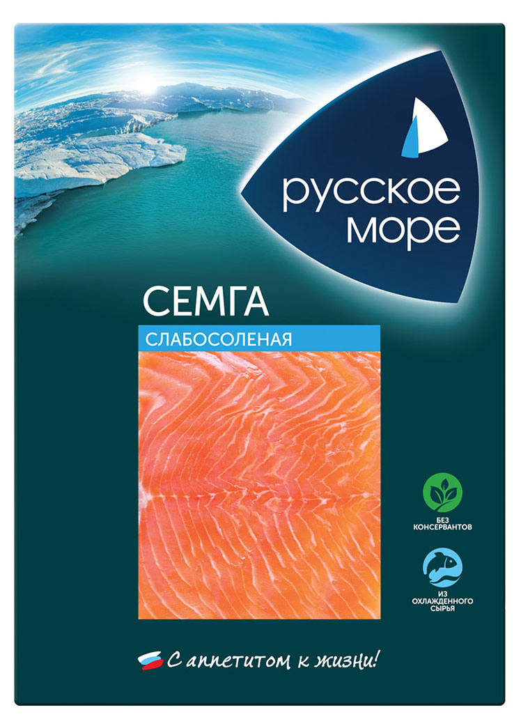 Семга «Русское море» слабосоленая филе-ломтики, 120 г