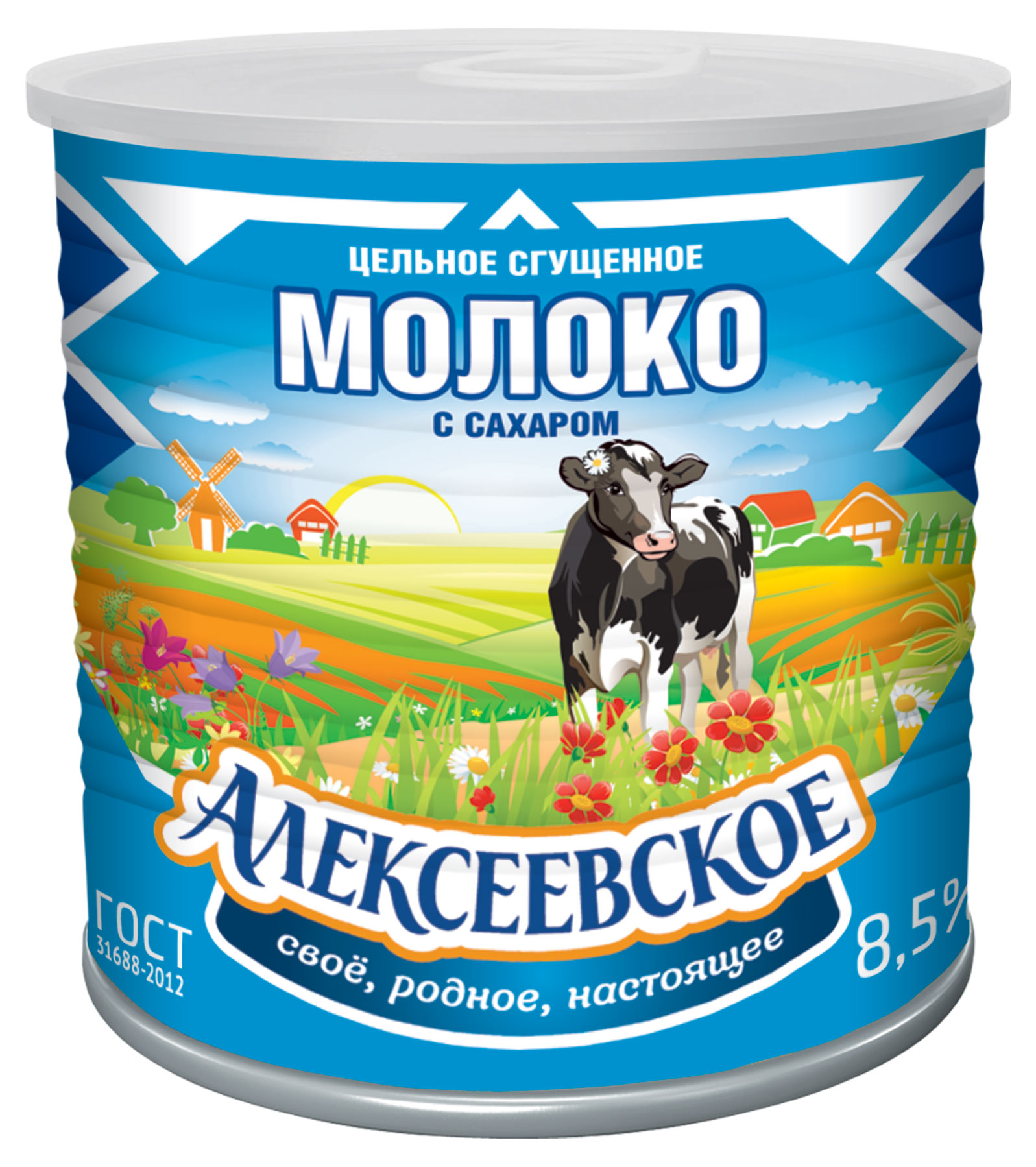 Молоко сгущенное «Алексеевское» цельное с сахаром 8,5% БЗМЖ, 360 г