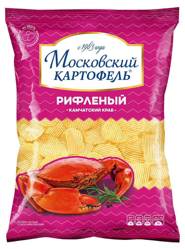 Чипсы рифленые «Московский Картофель» камчатский краб, 130 г