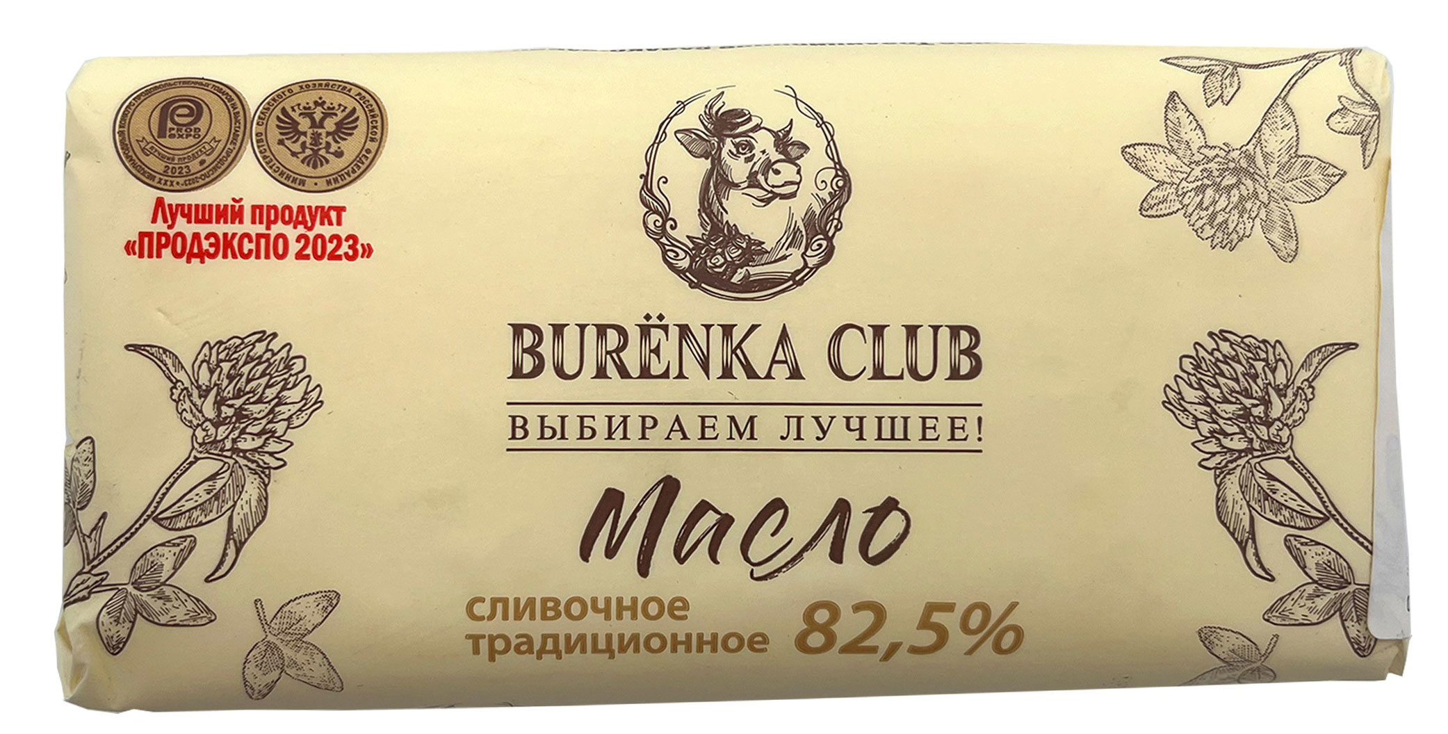 Масло сливочное Burenka Club Традиционное 82,5% БЗМЖ, 350 г