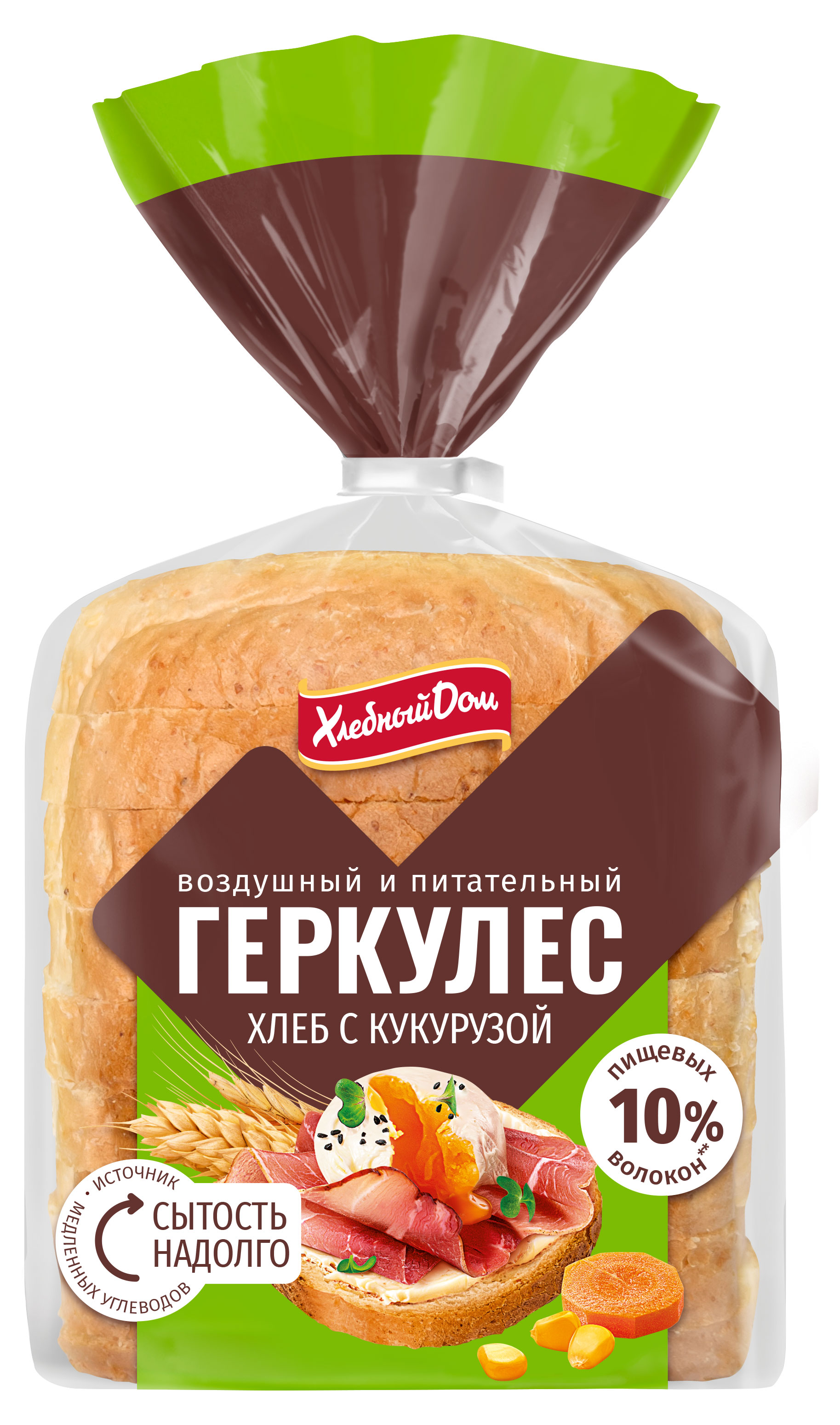 Хлеб «Хлебный Дом» Геркулес с кукурузой нарезка, 255 г