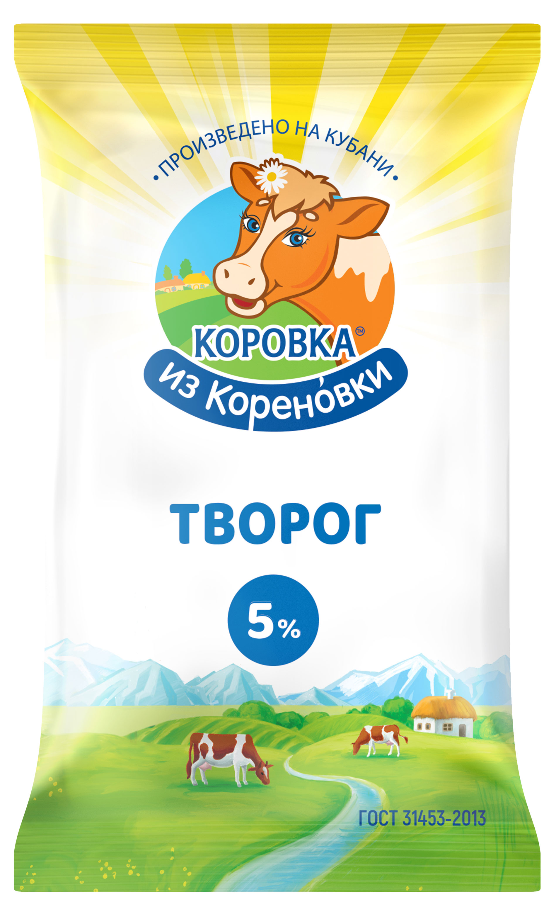 Творог «Коровка из Кореновки» брикет 5% БЗМЖ, 180 г